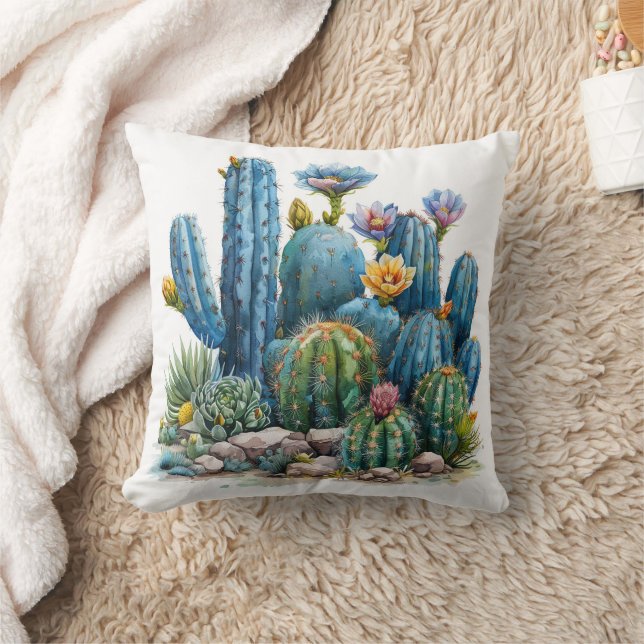 Blooming cacti and succulents cushion (Blanket)