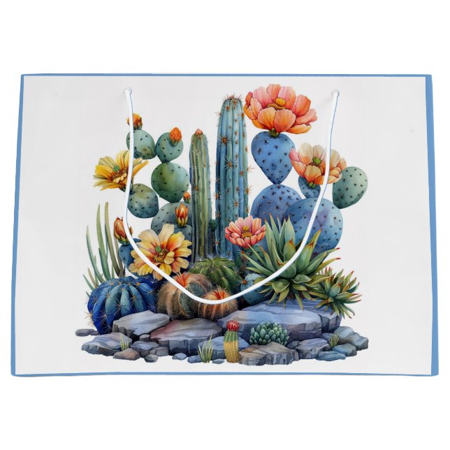 Blooming cacti and succulents large gift bag (Front)