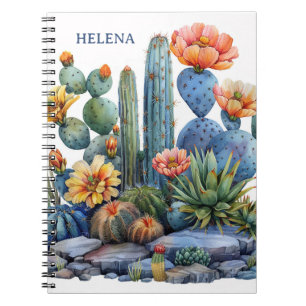 Blooming cacti and succulents notebook