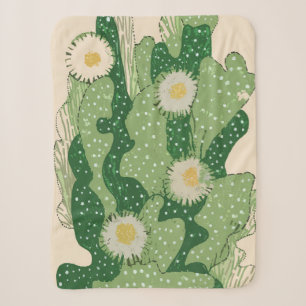 Blooming Cacti Art Sherpa Blanket