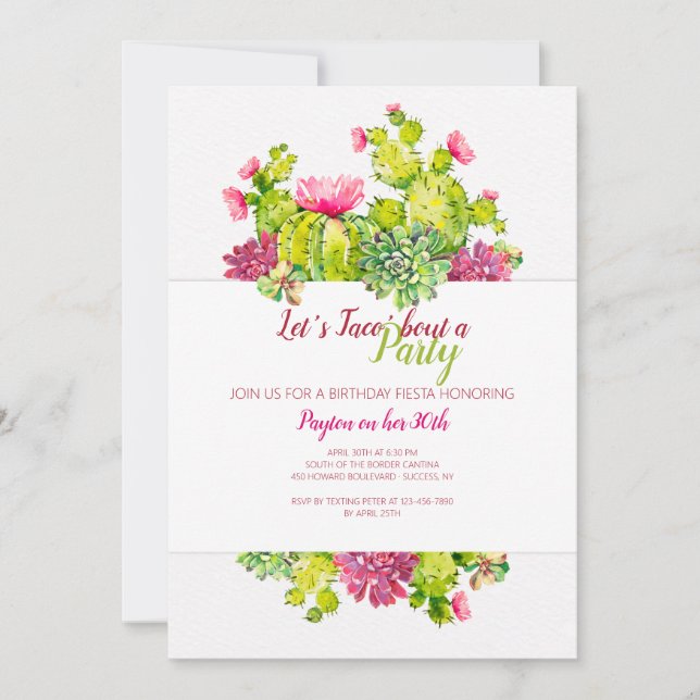 Blooming Cactus Birthday Party Invitation (Front)