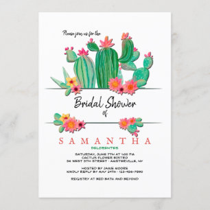 Blooming Cactus Bridal Shower Invitation