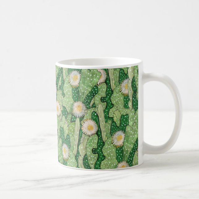 Blooming cactus, succulent flowers, desert plants coffee mug (Right)