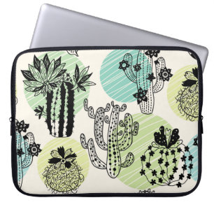 Blooming Cactuses: Hand-Drawn Seamless Charm Laptop Sleeve
