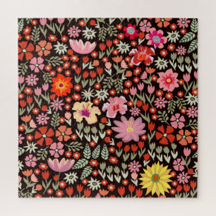 Blooming Carpet: Floral Vintage Seamless. Jigsaw Puzzle