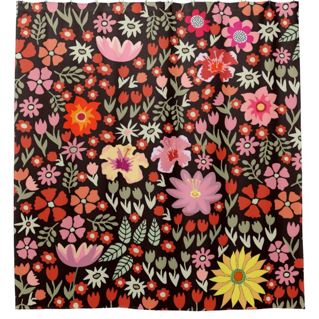 Blooming Carpet: Floral Vintage Seamless. Shower Curtain (Front)