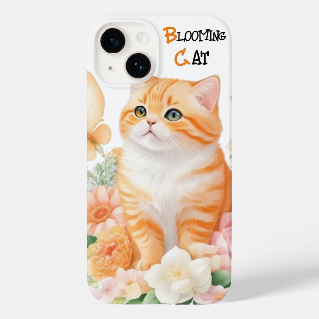 Blooming Cat: Elegant Orange and White in Bloom Case-Mate iPhone Case (Back)