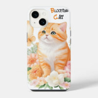 Blooming Cat: Elegant Orange and White in Bloom
