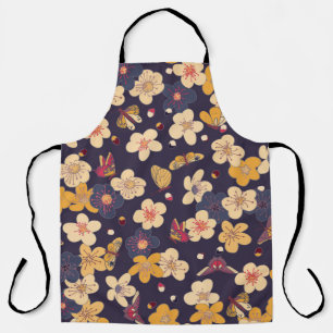 blooming cherry and butterflies seamless pattern. apron
