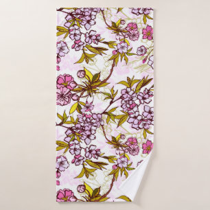 Blooming Cherry Blossom Pattern Bath Towel