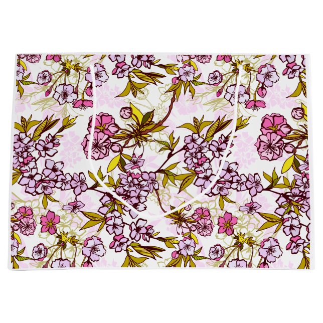 Blooming Cherry Blossom Pattern  Large Gift Bag (Front)