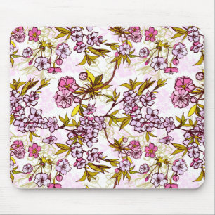 Blooming Cherry Blossom Pattern Mouse Mat