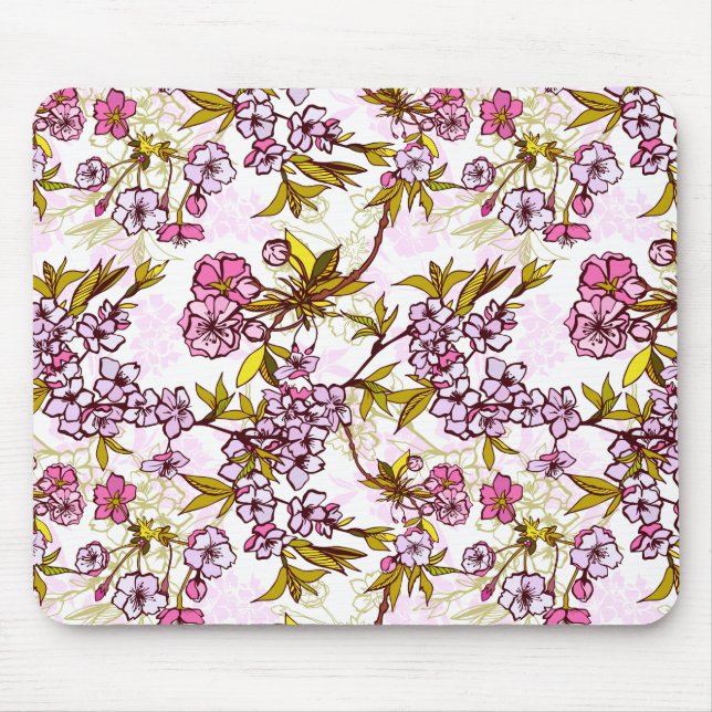 Blooming Cherry Blossom Pattern  Mouse Mat (Front)