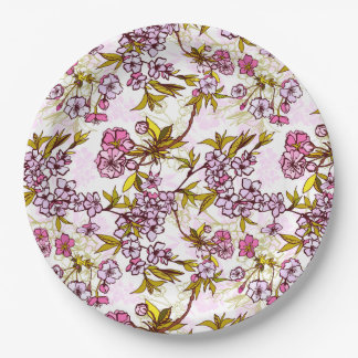 Blooming Cherry Blossom Pattern  Paper Plate