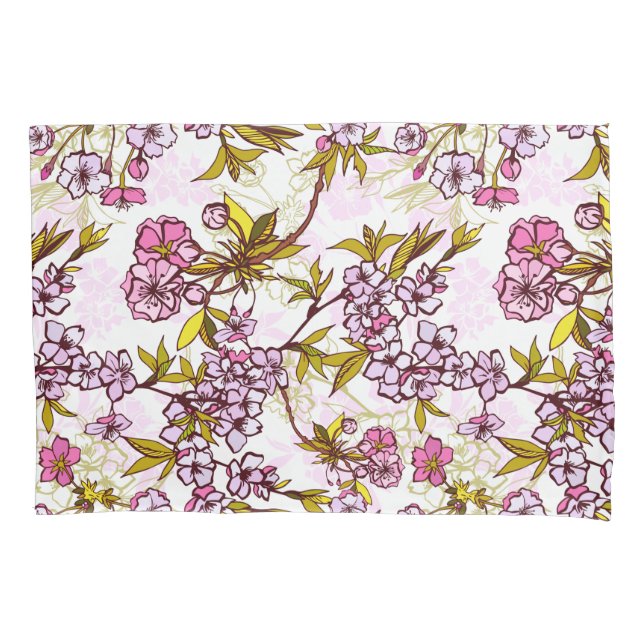 Blooming Cherry Blossom Pattern  Pillowcase (Front)