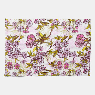 Blooming Cherry Blossom Pattern  Tea Towel