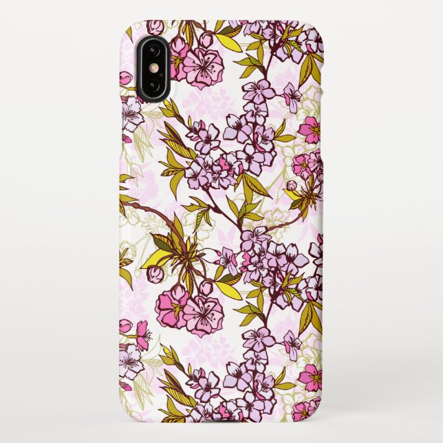 Blooming Cherry Blossom Pattern w iPhone Case (Back)