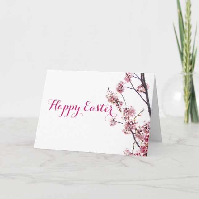 Blooming Cherry Tree, Happy Easter Card (Front)