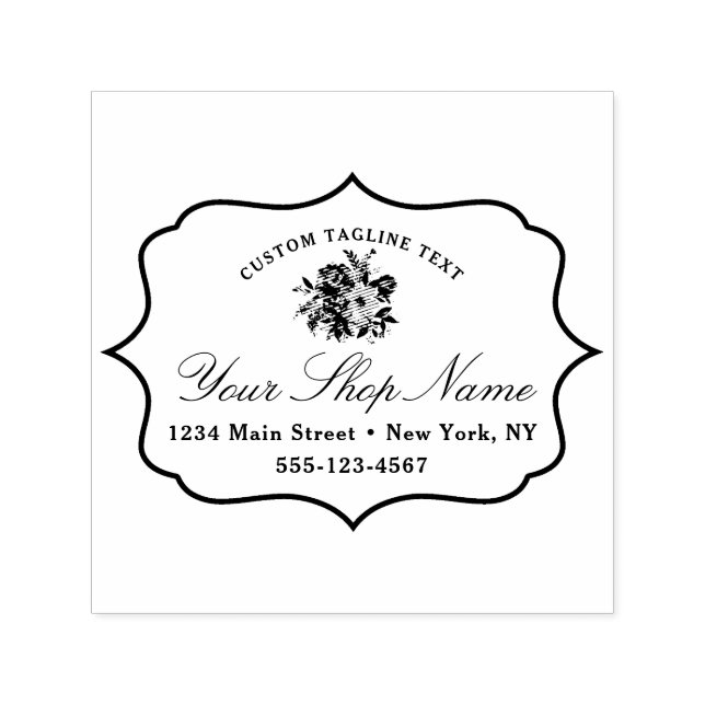 Blooming Chic Bracket Frame & Elegant Script Self-inking Stamp (Design)