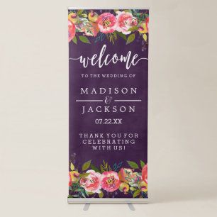 Blooming Chic Colour Editable Wedding Welcome Retractable Banner