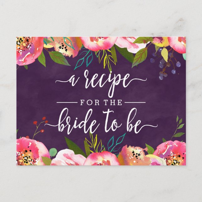 Blooming Chic Floral Bridal Shower Recipe Card (Front)