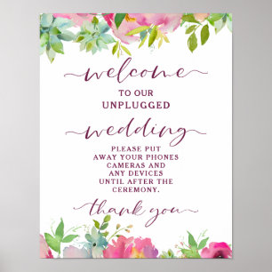 Blooming Chic Floral Unplugged Wedding Table Sign