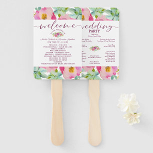 Blooming Chic Floral Wedding Ceremony Program Hand Fan