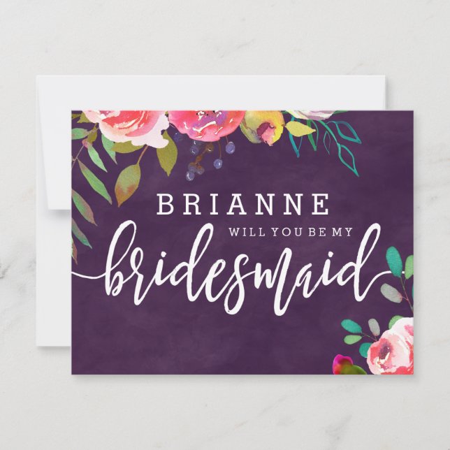 Blooming Chic Floral Will You Be My Bridesmaid Invitation (Front)
