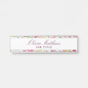 Blooming Chic Mint & Blush Floral Business Name Door Sign