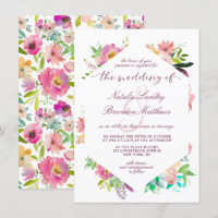 Blooming Chic Mint & Blush Floral Hexagon Wedding
