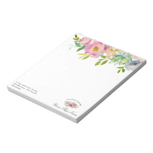 Blooming Chic Mint & Blush Pink Floral Business Notepad