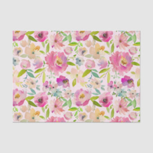 Blooming Chic Mint & Blush Pink Watercolor Wedding Tissue Paper