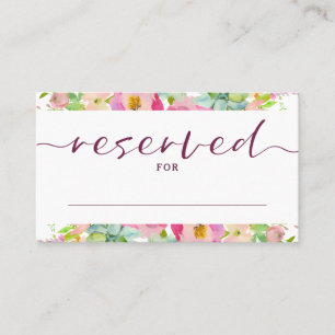 Blooming Chic Pink Floral Reserved Seating Wedding Place Card