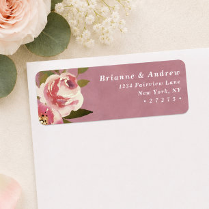 Blooming Chic Rose Pink Wedding Return Address