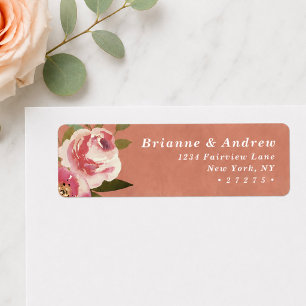 Blooming Chic Rustic Peach Wedding Return Address