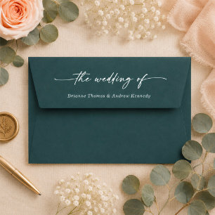 Blooming Chic Teal Green 5x7 Wedding Invitation Envelope
