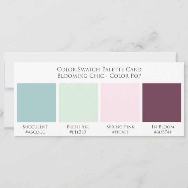 Blooming Chic Wedding Colour Swatch Palette Card (Front)