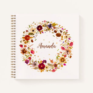 Blooming Circle Pressed Flower Art by S. Frigui Notebook