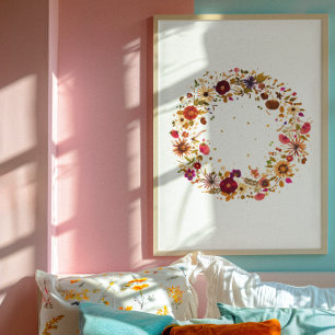 Blooming Circle   Pressed Flower Art by S. Frigui Poster