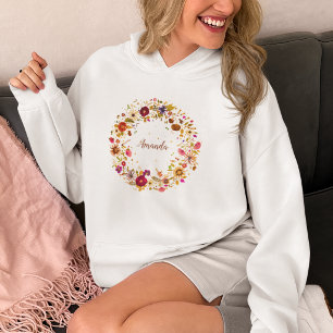 Blooming Colourful Pressed Flower Circle Artwork Hoodie