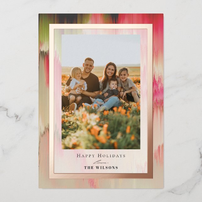 Blooming Colours Christmas Holiday Photo Foil Card (Front)