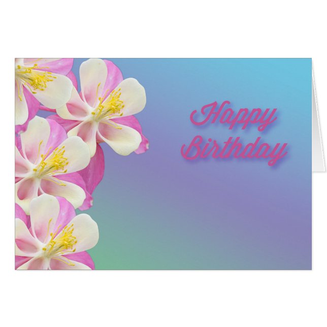 Blooming Columbine Flower Happy Birthday (Front Horizontal)
