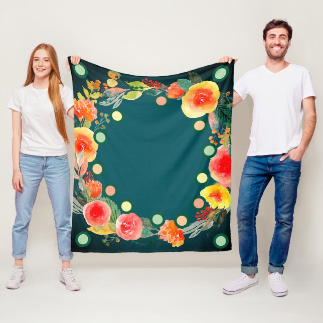 Blooming Comfort Charming Round Shape Flower Print Fleece Blanket (In Situ)