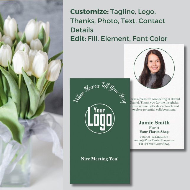 Blooming Connections: Nice Meeting You Florist Business Card (Blooming Connections: Nice Meeting You Florist Business Card, Custom Logo, Profile Photo, Message)