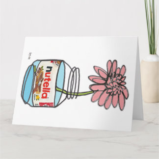 Blooming continuous line nutella and flowers card