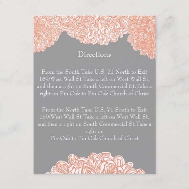 Blooming Dahlia Peach Coral Wedding Enclosure Card (Front)