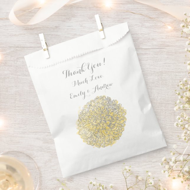 Blooming Dahlia Yellow Iris Wedding Favour Bags (Clipped)