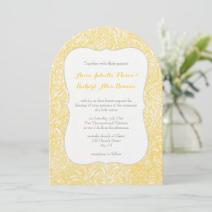 Blooming Dahlia Yellow Iris Wedding Invitation