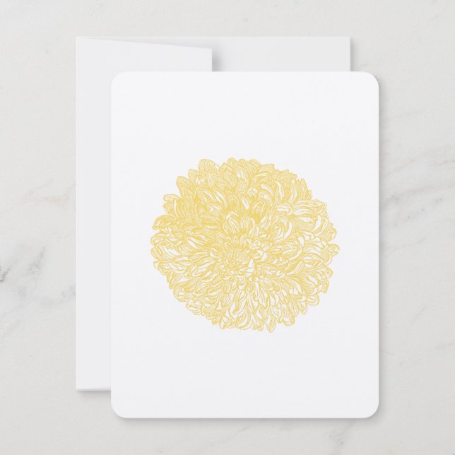 Blooming Dahlia Yellow Iris Wedding Invitation (Back)