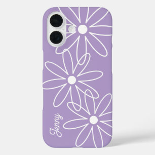 Blooming daisy flower modern lavender purple iPhone 16 case